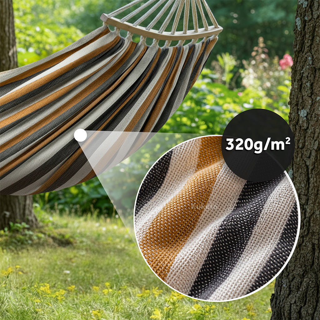 Kuketo - XXL-Gartenhängematte, Blau Streifen für Garten und Terrasse – Detailansicht 11
