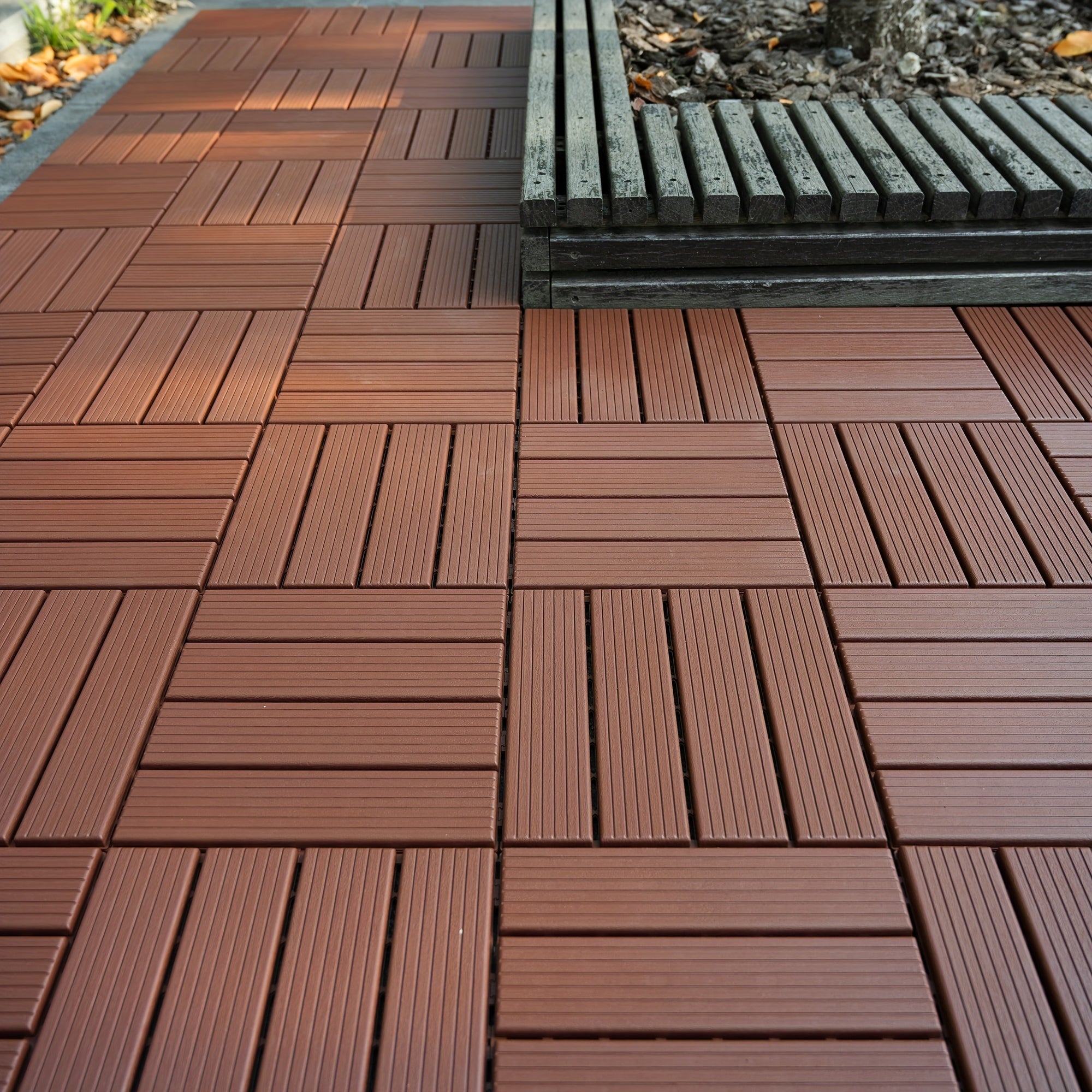 Kunststoff Deckfliesen zum Zusammenstecken, 44 Stück für Garten und Terrasse – Detailansicht 4