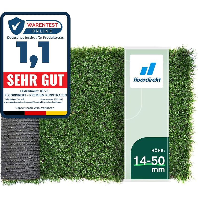 Kunststoffrasen Rolle, 40 mm Weiß für Garten und Terrasse – Detailansicht 2