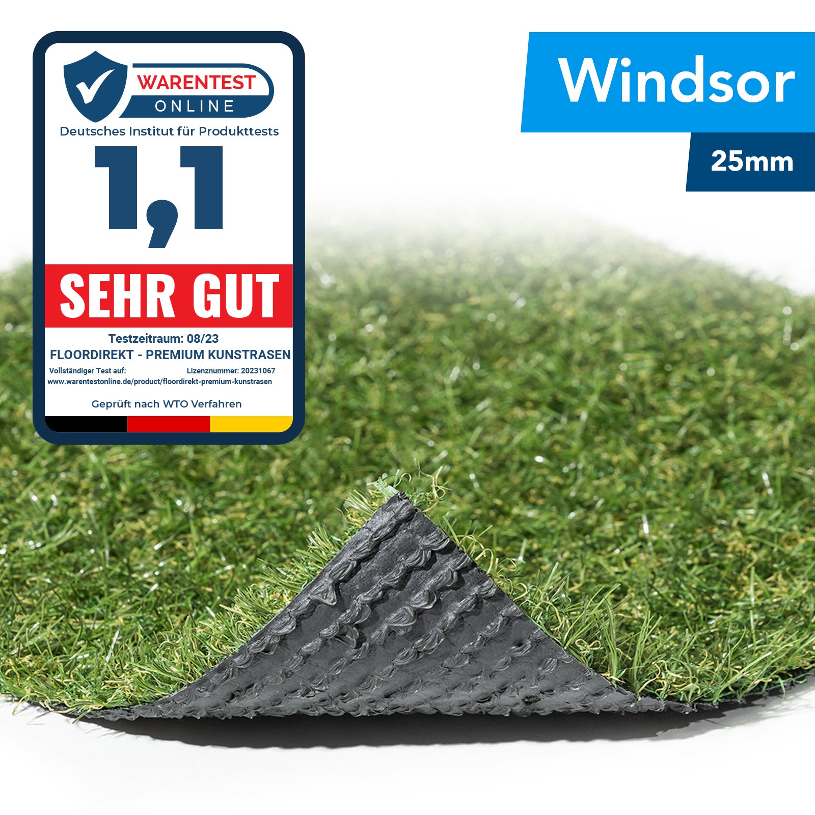 Kunststoffrasen Rolle, 40 mm Weiß für Garten und Terrasse – Detailansicht 19