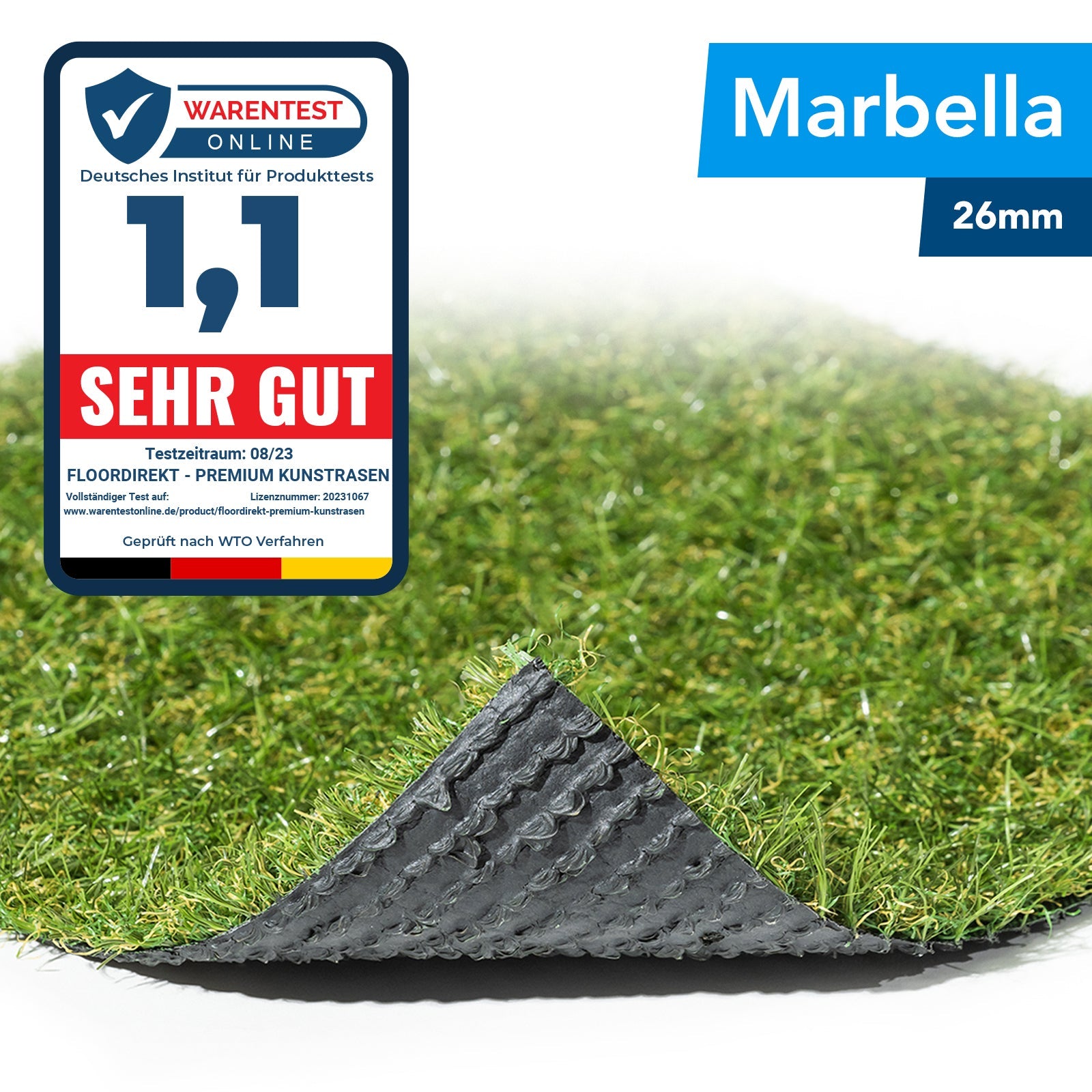Kunststoffrasen Rolle, 40 mm Weiß für Garten und Terrasse – Detailansicht 39
