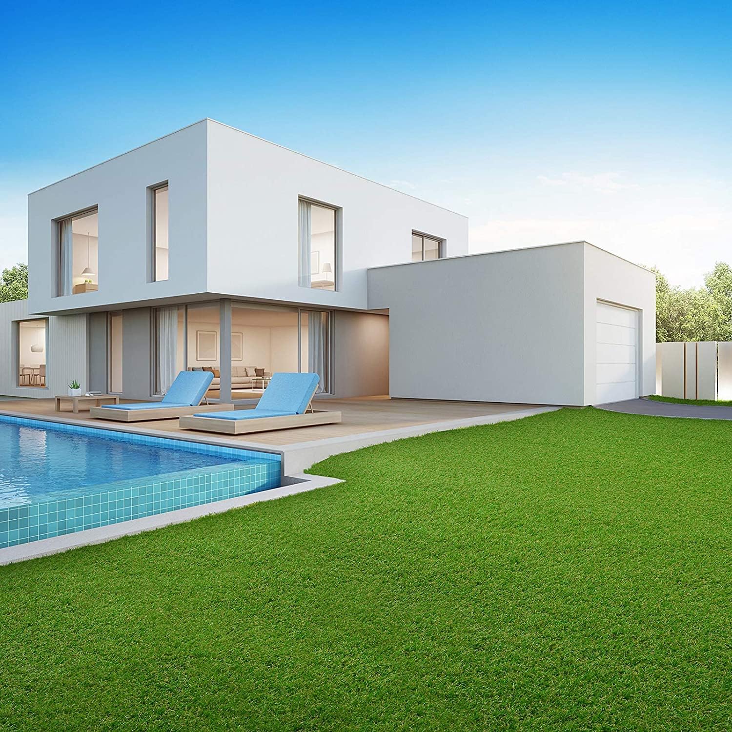 Kunststoffrasen Rolle, 40 mm Weiß für Garten und Terrasse – Detailansicht 40