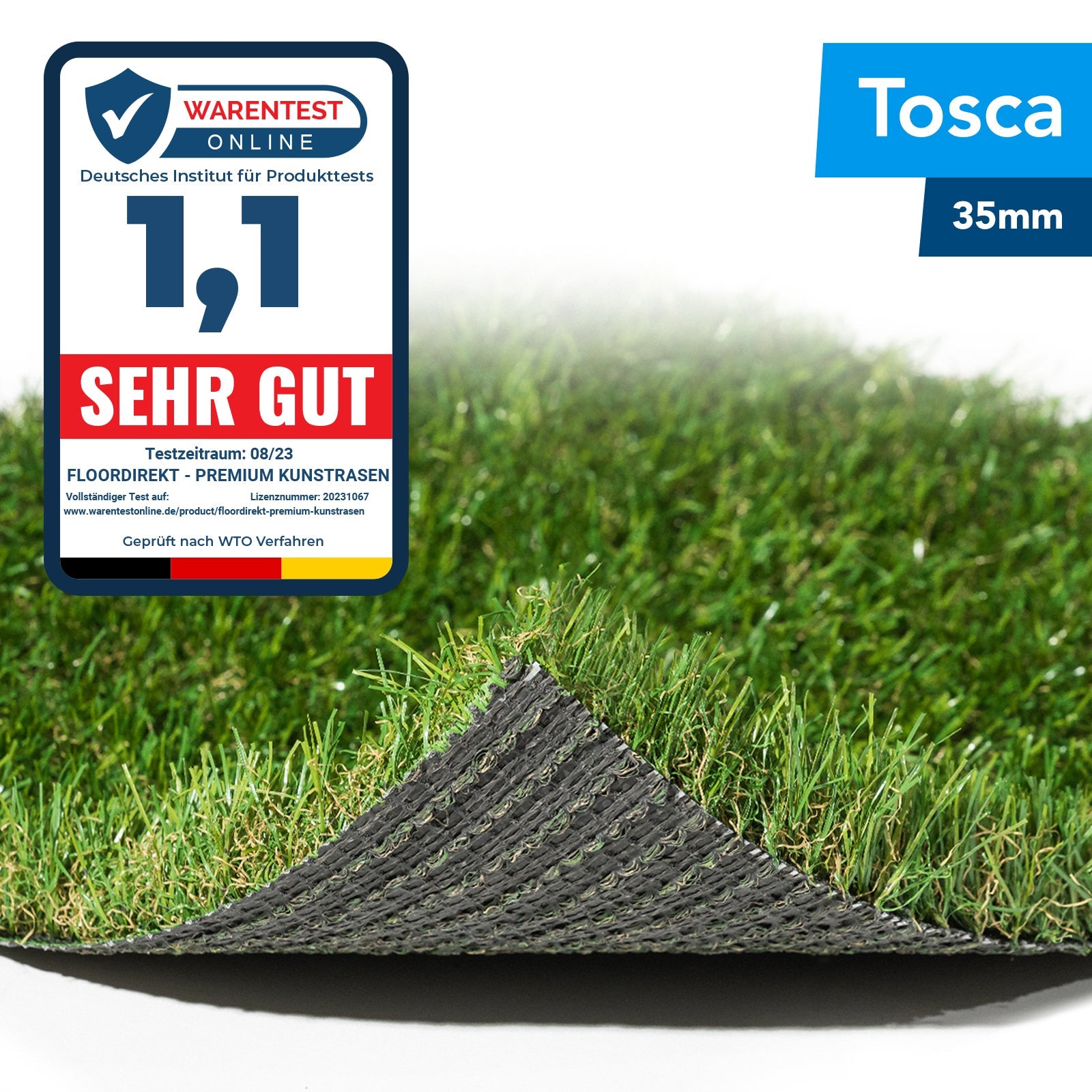 Kunststoffrasen Rolle, 40 mm Weiß für Garten und Terrasse – Detailansicht 47