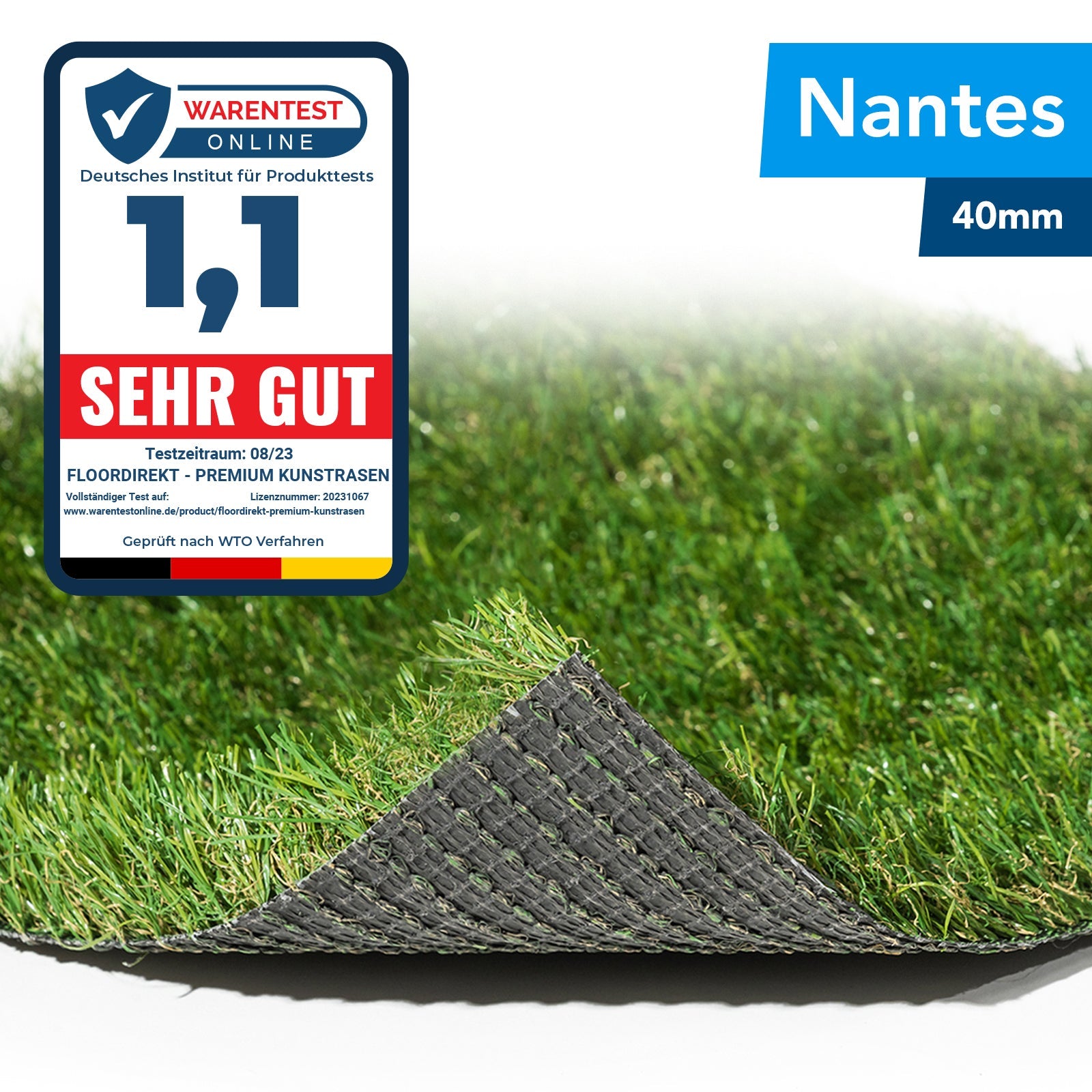 Kunststoffrasen Rolle, 40 mm Weiß für Garten und Terrasse – Detailansicht 62
