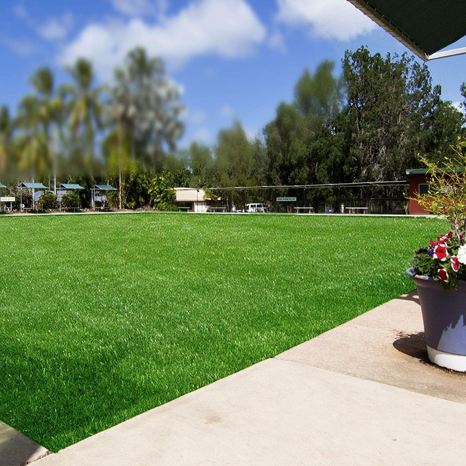 Kunststoffrasen Rolle, 40 mm Weiß für Garten und Terrasse – Detailansicht 67
