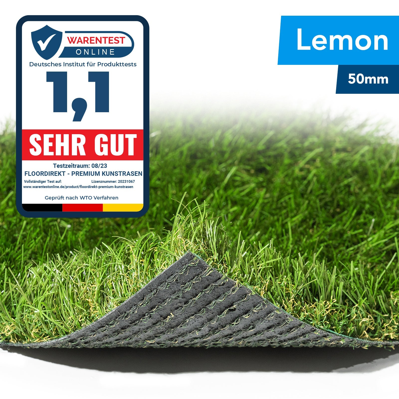 Kunststoffrasen Rolle, 40 mm Weiß für Garten und Terrasse – Detailansicht 69