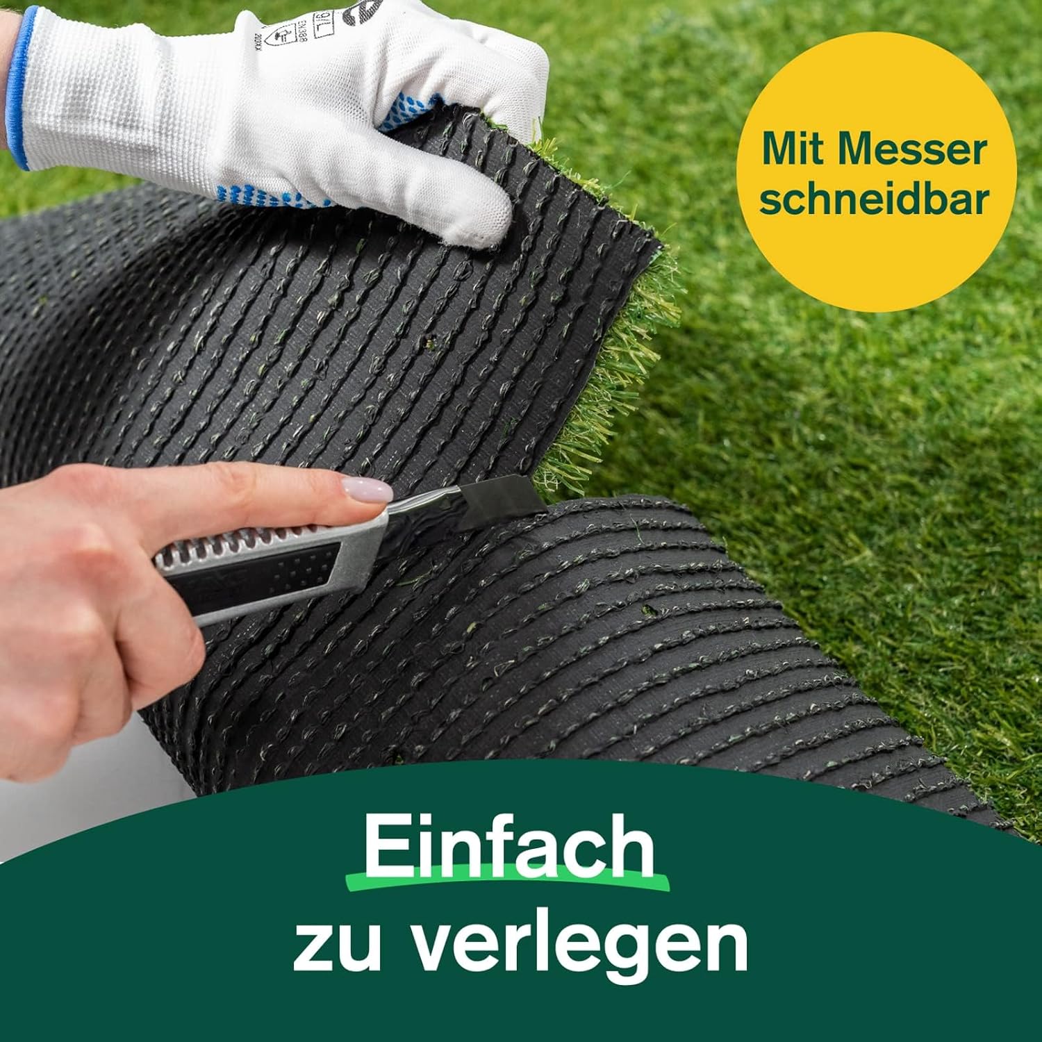 Kunststoffrasen Rolle, 40 mm Weiß für Garten und Terrasse – Detailansicht 75
