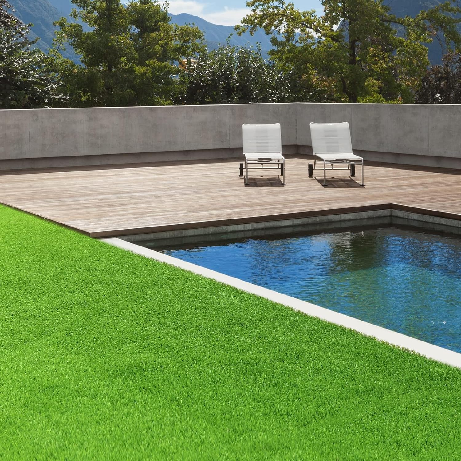 Kunststoffrasen Rolle, 40 mm Weiß für Garten und Terrasse – Detailansicht 76