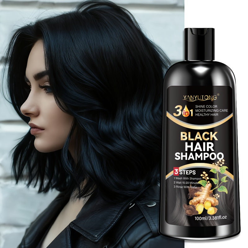 l Schwarzes Haarfärbendes Shampoo, 100ml für tiefe Feuchtigkeitsversorgung und farbverstärkendes Shampoo – Detailansicht 3