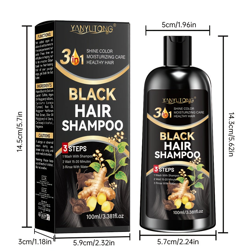 l Schwarzes Haarfärbendes Shampoo, 100ml für tiefe Feuchtigkeitsversorgung und farbverstärkendes Shampoo – Detailansicht 4