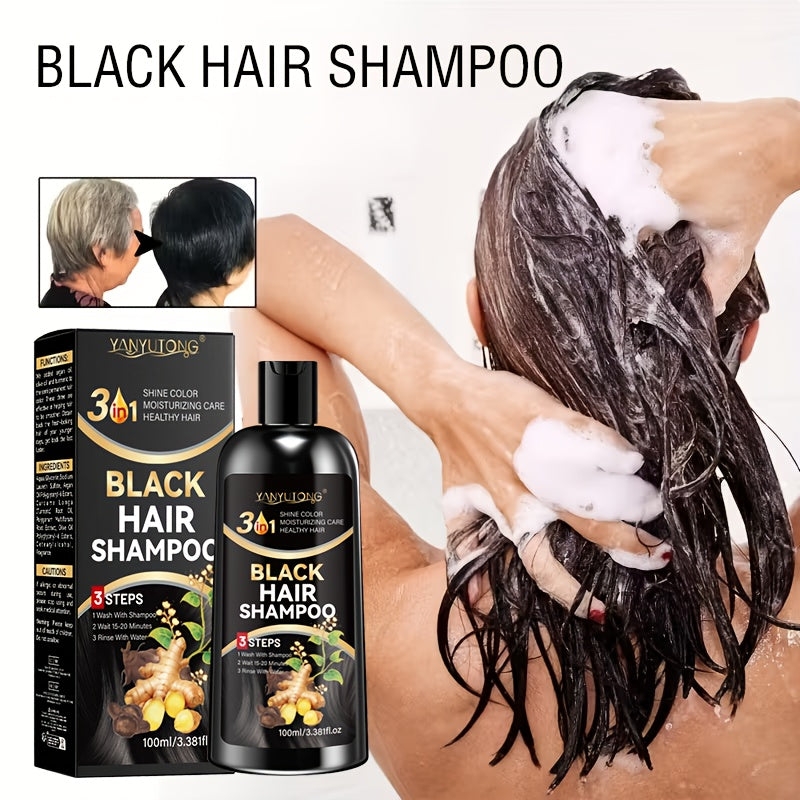 l Schwarzes Haarfärbendes Shampoo, 100ml für tiefe Feuchtigkeitsversorgung und farbverstärkendes Shampoo – Detailansicht 6