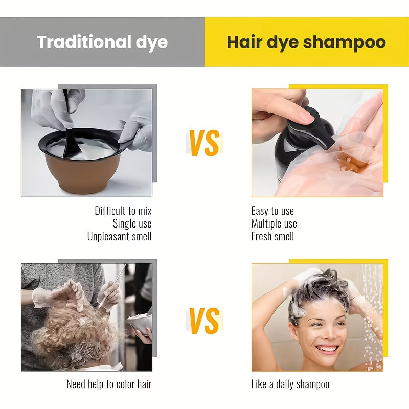 l Schwarzes Haarfärbendes Shampoo, 100ml für tiefe Feuchtigkeitsversorgung und farbverstärkendes Shampoo – Detailansicht 7