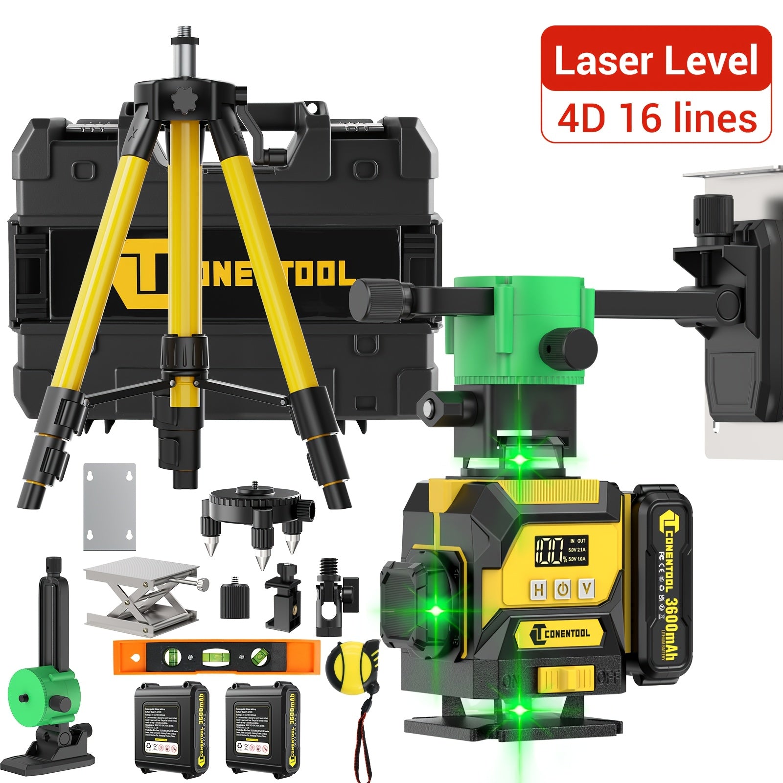 Laser-Wasserwaage, 360° Selbstnivellierung für Montagearbeiten und Bau – Detailansicht 5