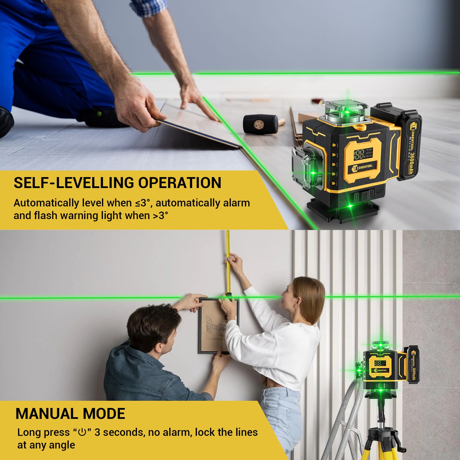 Laser-Wasserwaage, 360° Selbstnivellierung für Montagearbeiten und Bau – Detailansicht 11