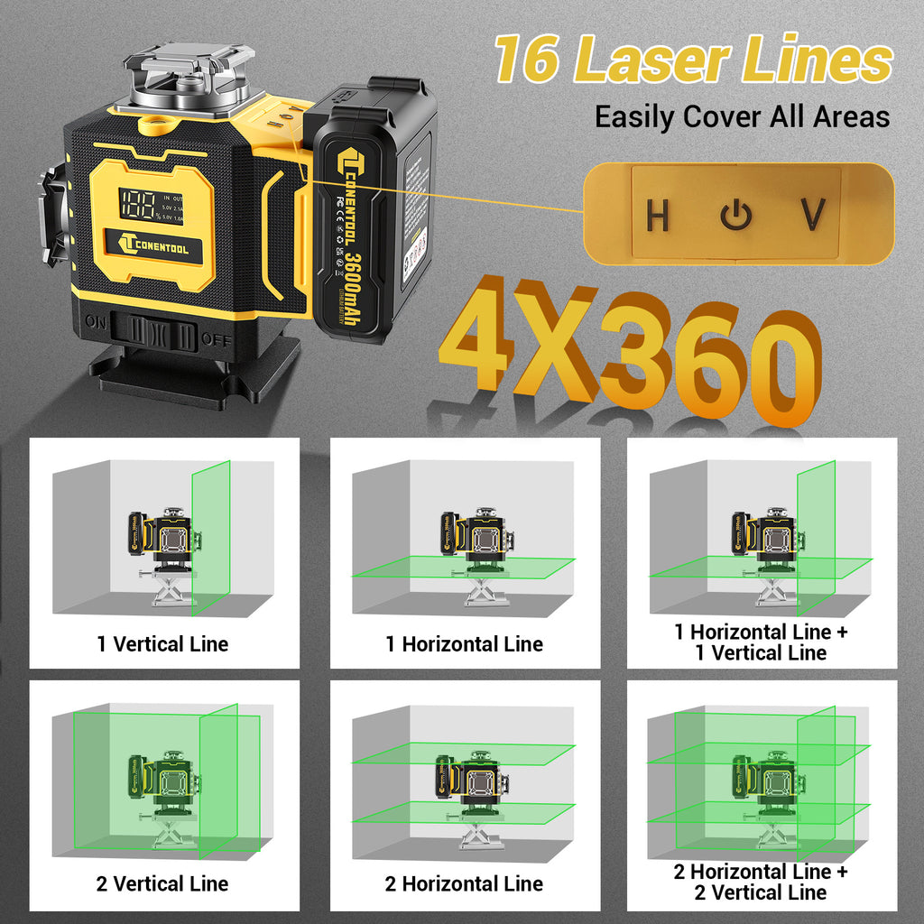 Laser-Wasserwaage, 360° Selbstnivellierung für Montagearbeiten und Bau – Detailansicht 13