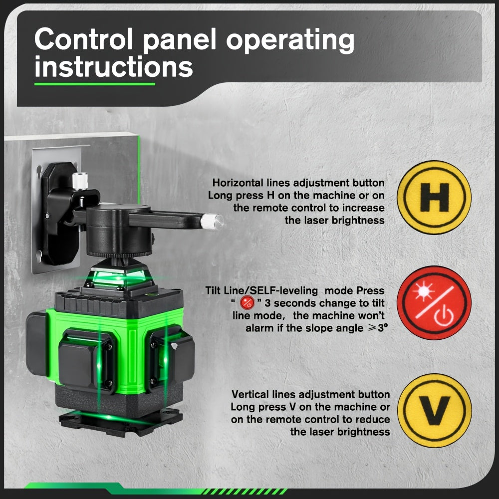 Laser-Wasserwaage, 4D Laser Waterwaage mit 2 Wiederaufladbaren für Montagearbeiten – Detailansicht 14