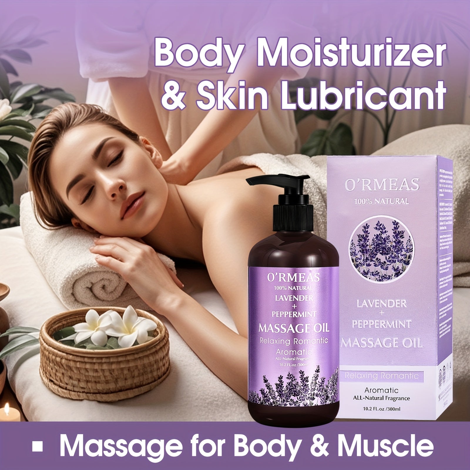 Lavendel-Massageöl zur Muskelentspannung, 300ml für Männer und Frauen – Detailansicht 8