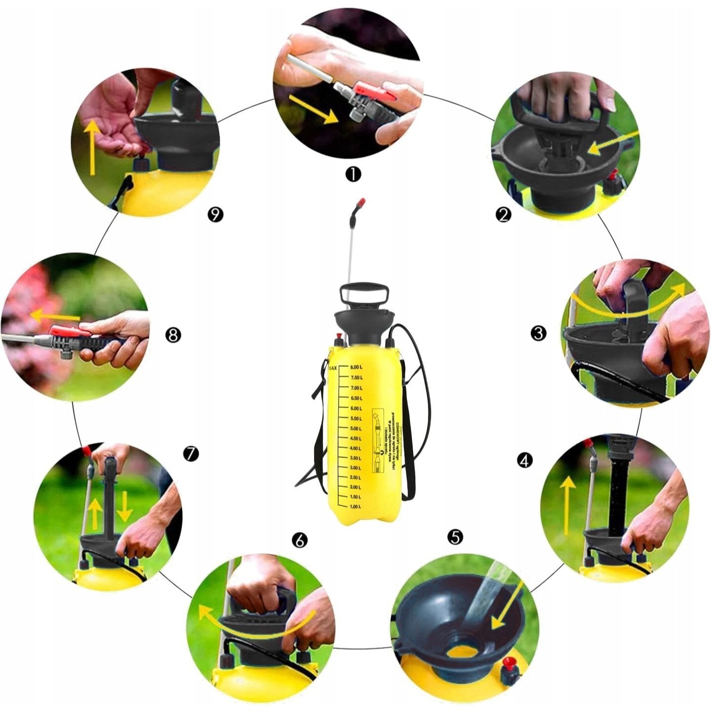 LAZYhome Druck-Gartenspritze, 5L für Garten und Terrasse – Detailansicht 2