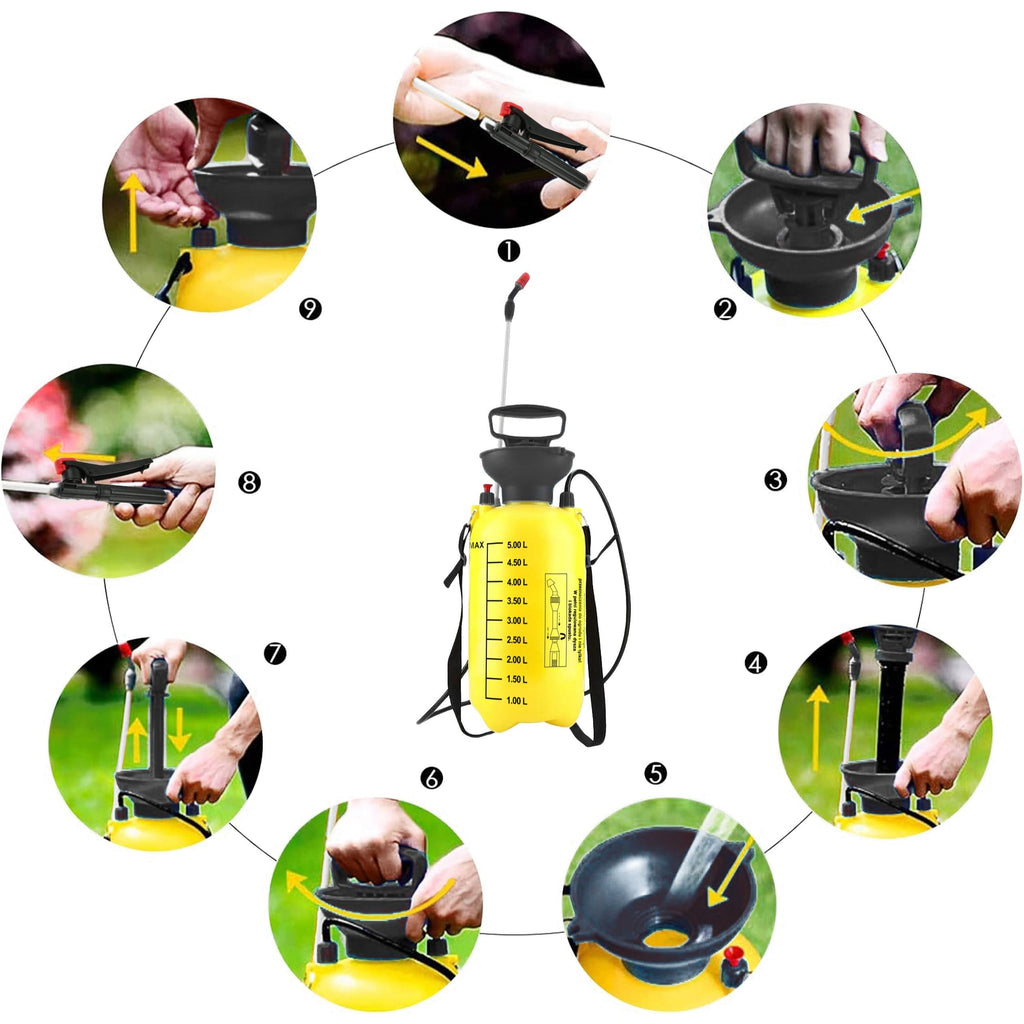 LAZYhome Druck-Gartenspritze, 5L für Garten und Terrasse – Detailansicht 16