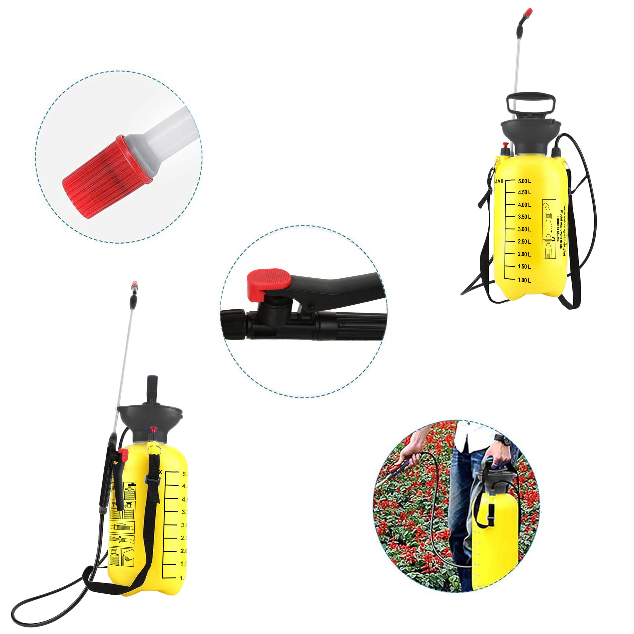 LAZYhome Druck-Gartenspritze, 5L für Garten und Terrasse – Detailansicht 23