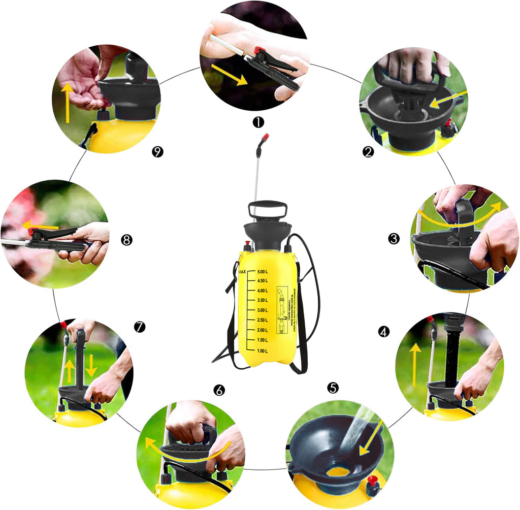 LAZYhome Druck-Gartenspritze, 5L für Garten und Terrasse – Detailansicht 25