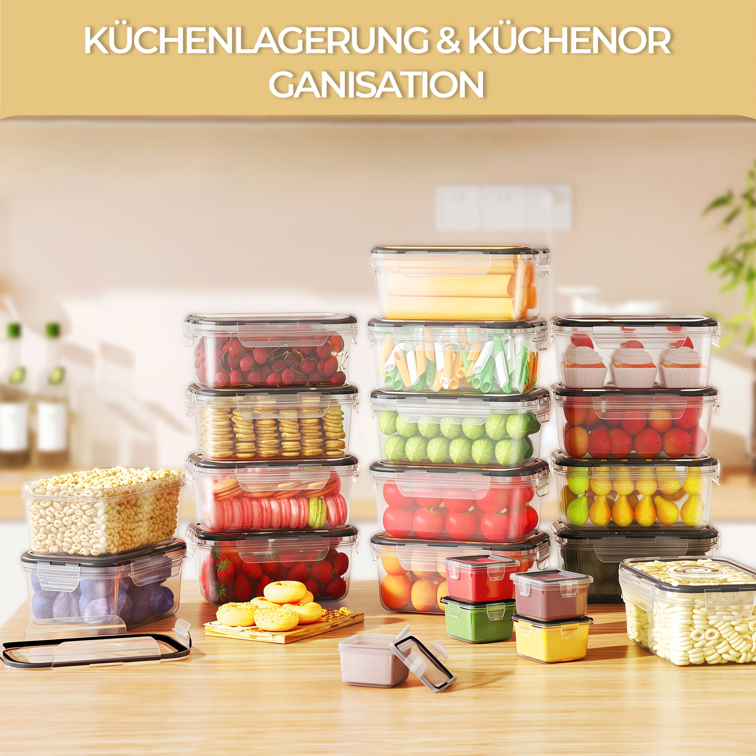 Lebensmittelbehälter-Set, 14 Deckel + 14 Schüsseln für Küche – Detailansicht 9
