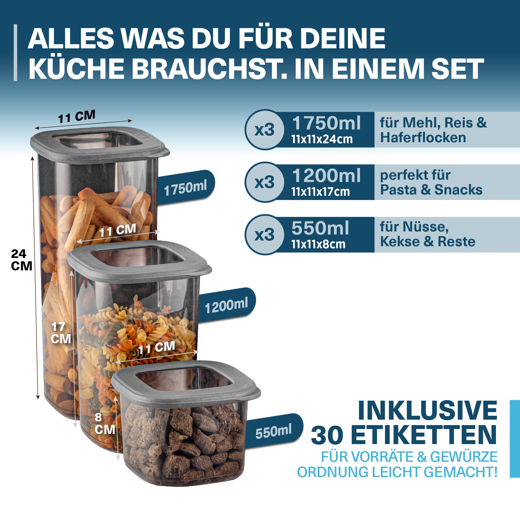 Lebensmittelbehälter-Set für Küche und Essbereich – Detailansicht 2