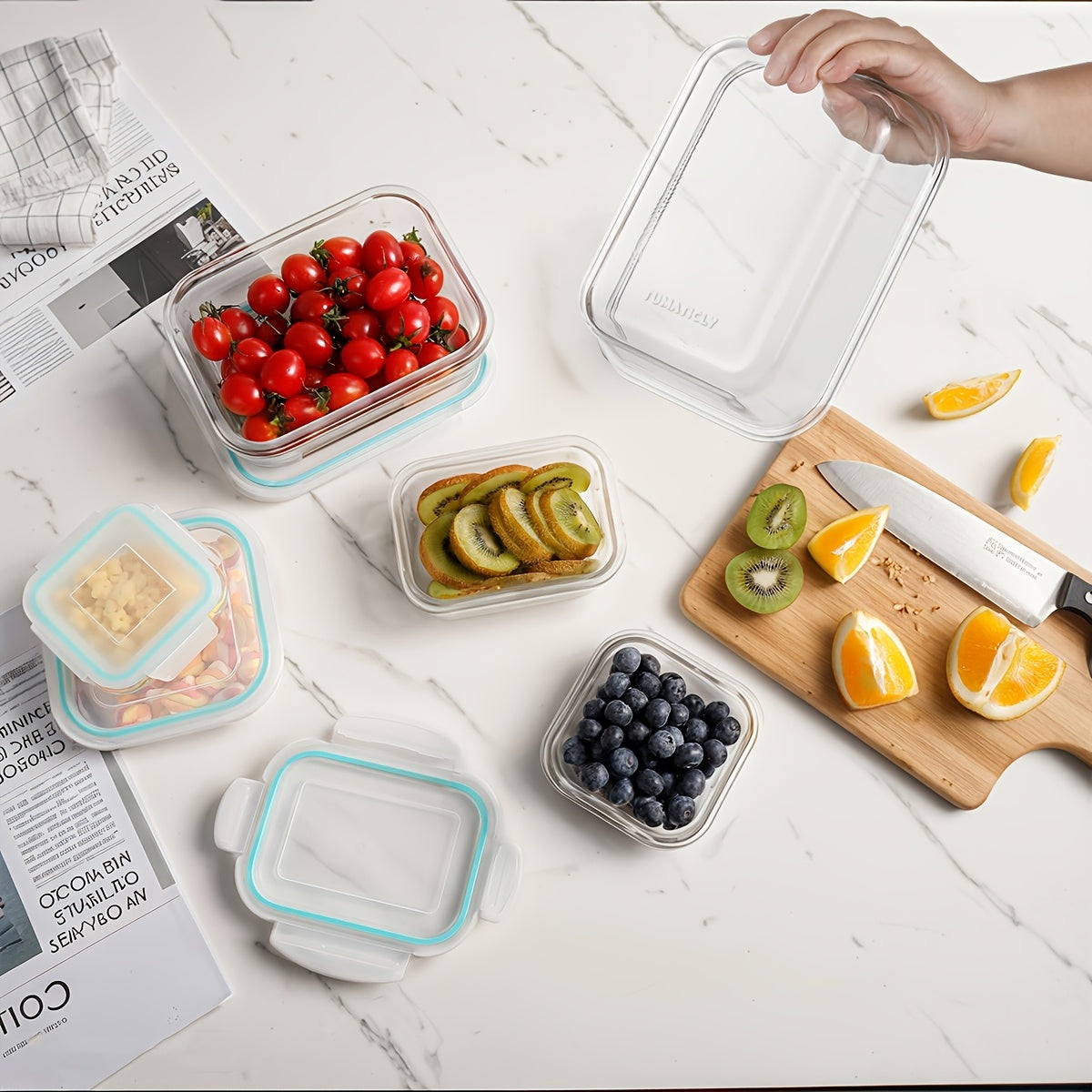 Lebensmittelbehälter-Set, Glas für Küche und Essbereich – Detailansicht 6