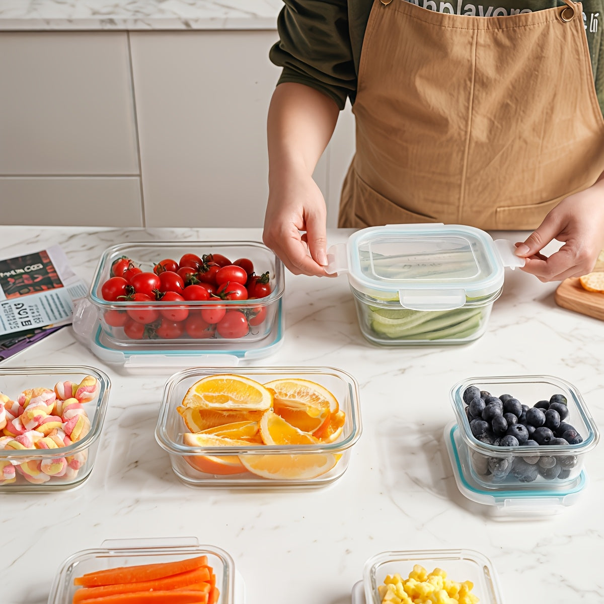 Lebensmittelbehälter-Set, Glas für Küche und Essbereich – Detailansicht 12