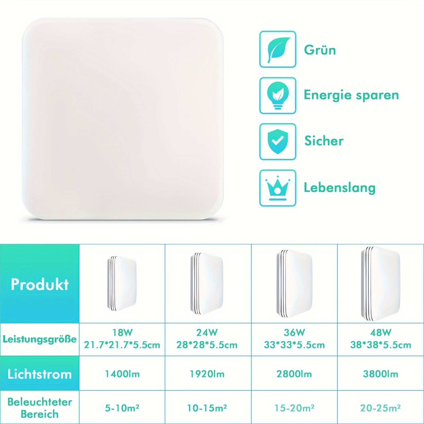 LED-Deckenleuchte, 10 Stück/Set für Zuhause – Detailansicht 2