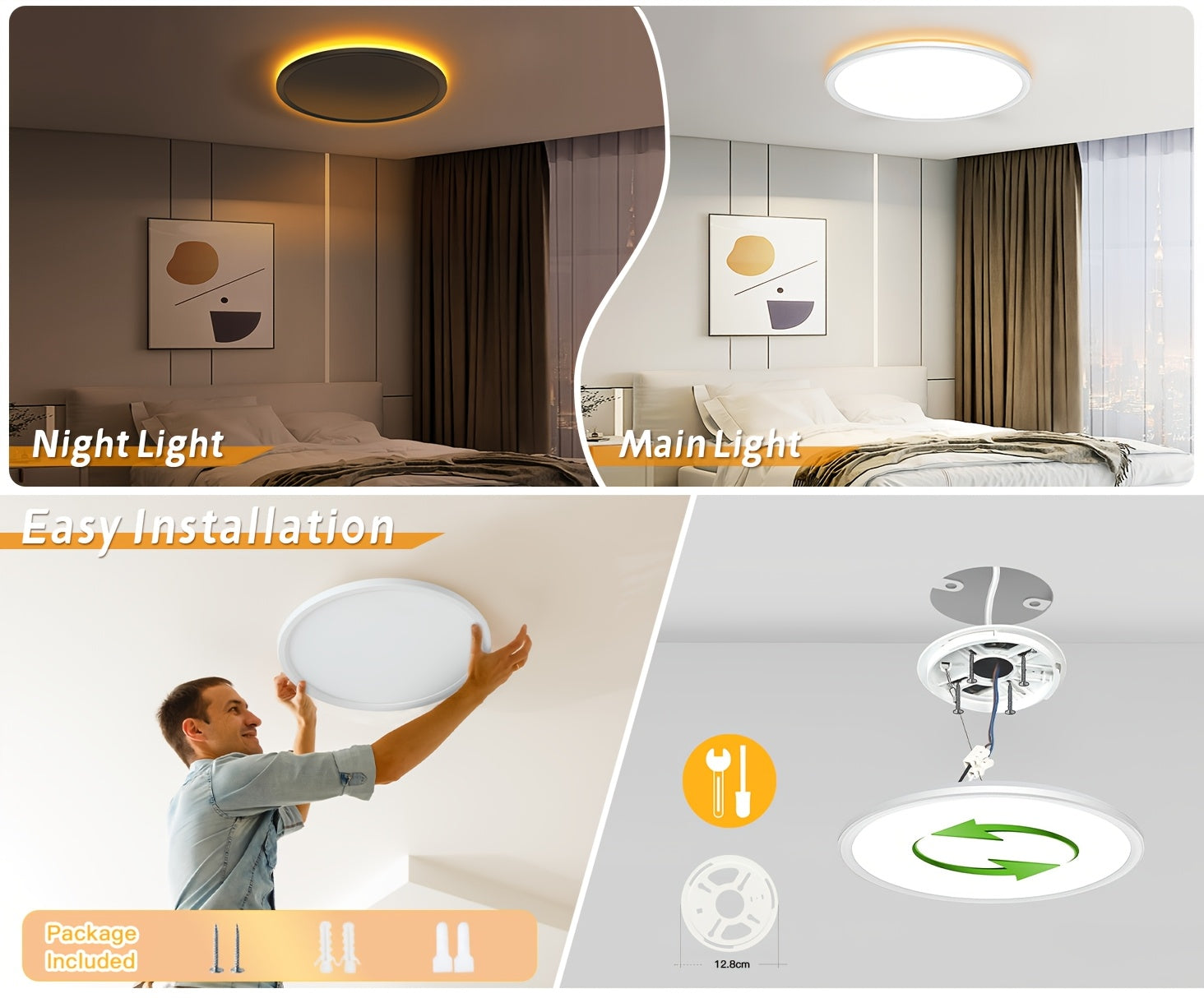 LED-Deckenleuchte, 2St für Zuhause – Detailansicht 7