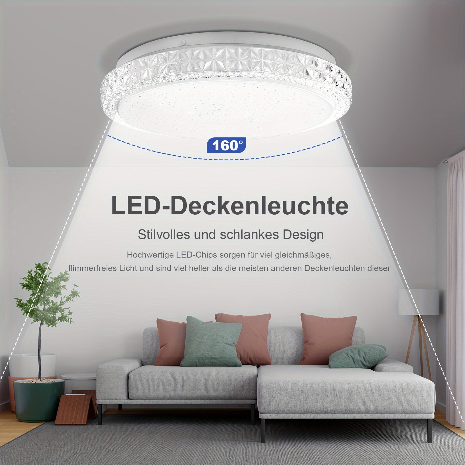 LED-Deckenleuchte, Metall für Zuhause und unterwegs – Detailansicht 2