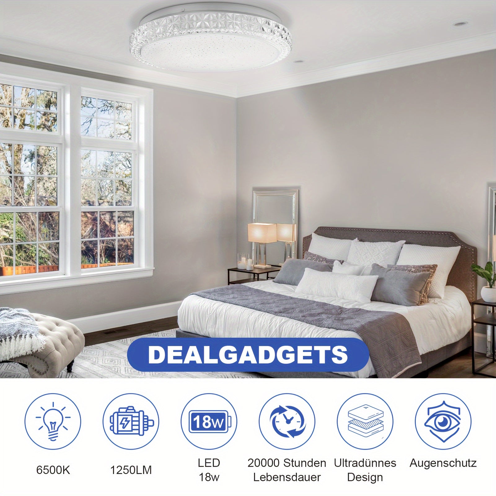 LED-Deckenleuchte, Metall für Zuhause und unterwegs – Detailansicht 8