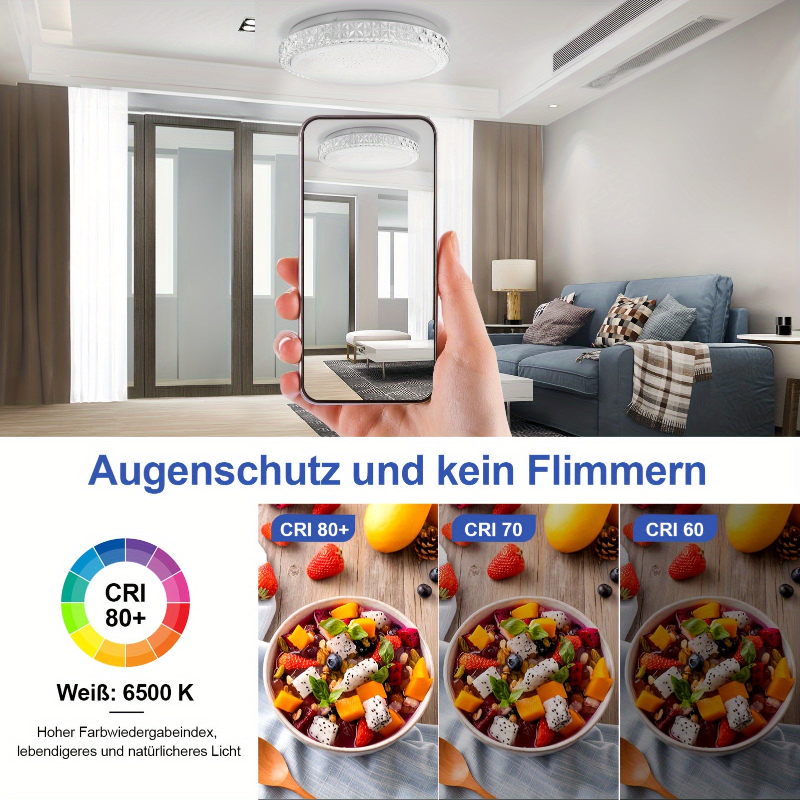 LED-Deckenleuchte, Metall für Zuhause und unterwegs – Detailansicht 10