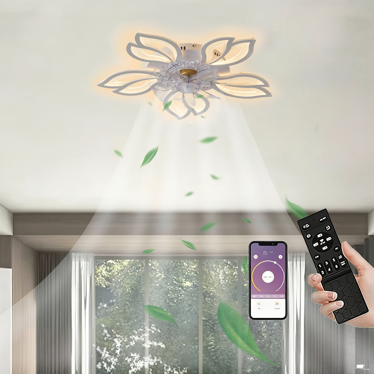 LED-Deckenleuchte, Weiße Blätter für unterwegs und Küche – Detailansicht 4