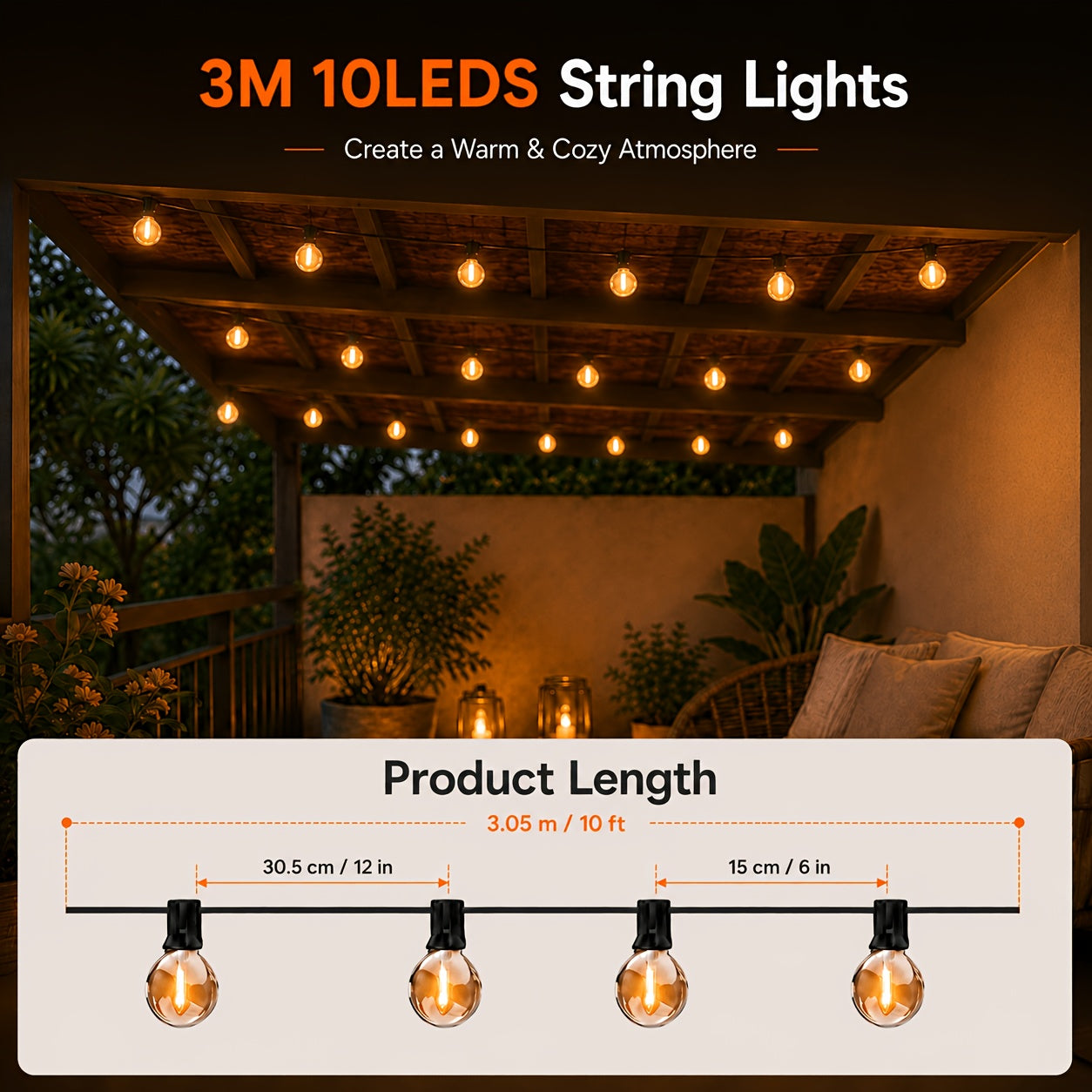 LED-Lichterkette, LED-Beleuchtung für Garten und Terrasse – Detailansicht 5