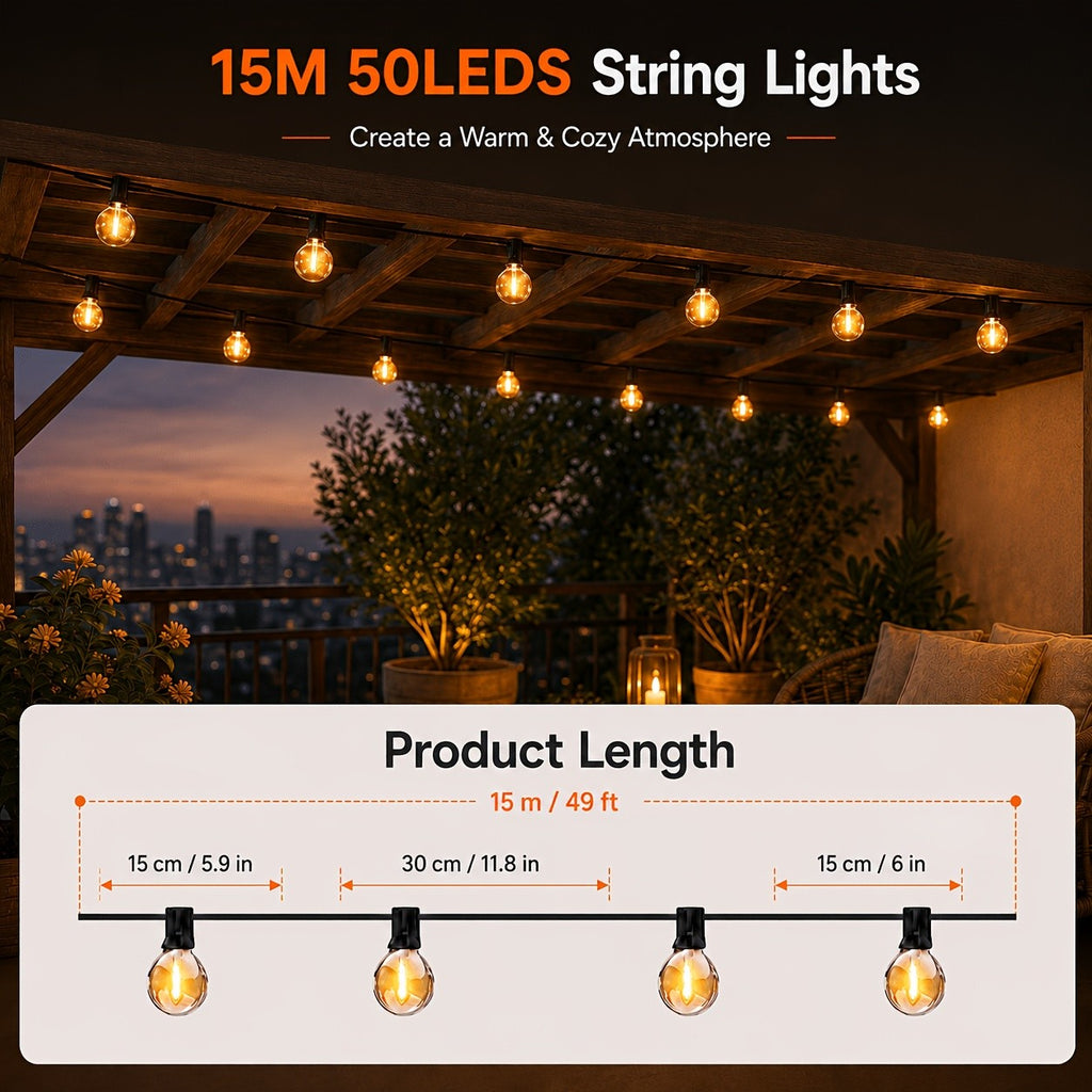 LED-Lichterkette, LED-Beleuchtung für Garten und Terrasse – Detailansicht 12