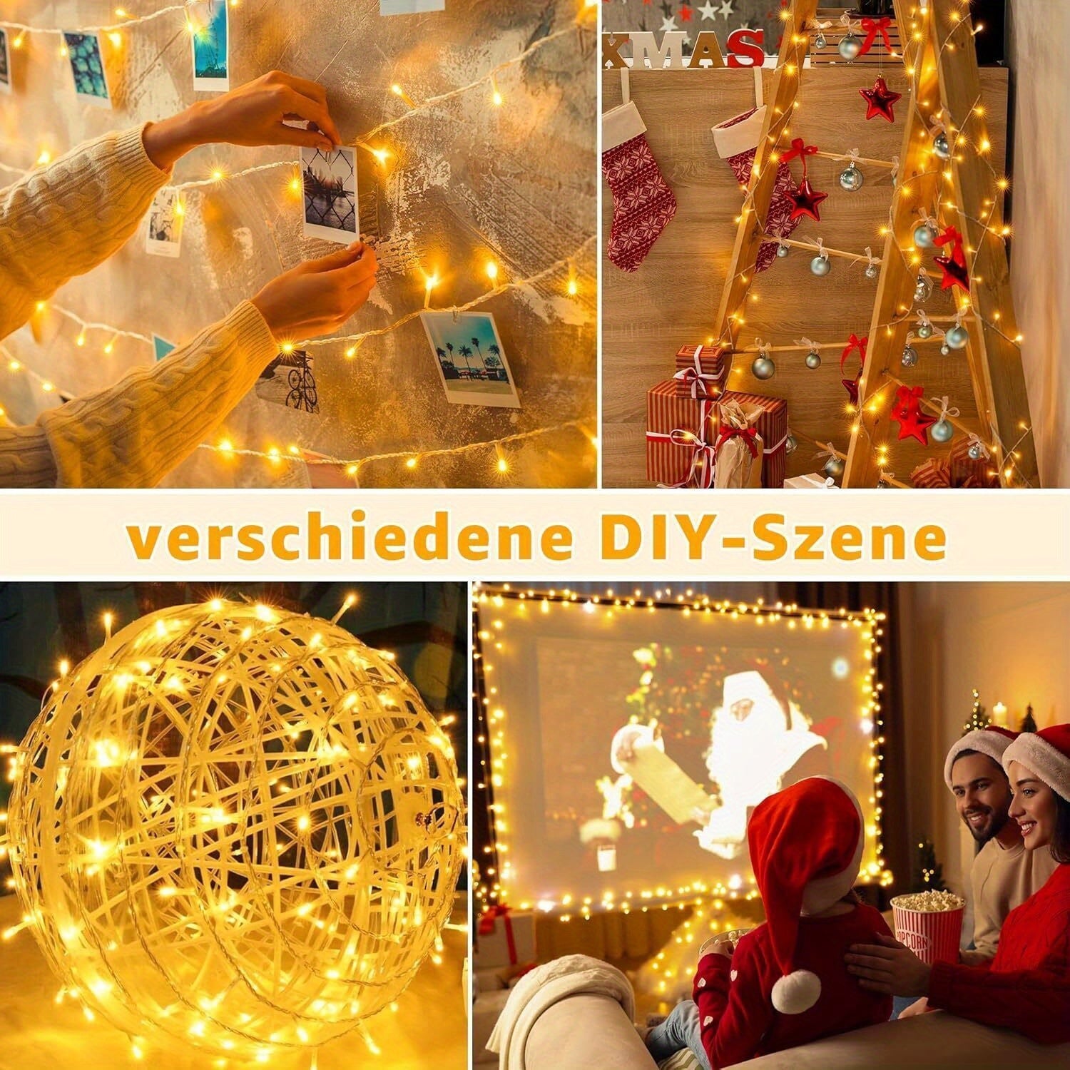 LED-Lichterkette, LED-Beleuchtung für Weihnachtsbaum und Weihnachts – Detailansicht 11