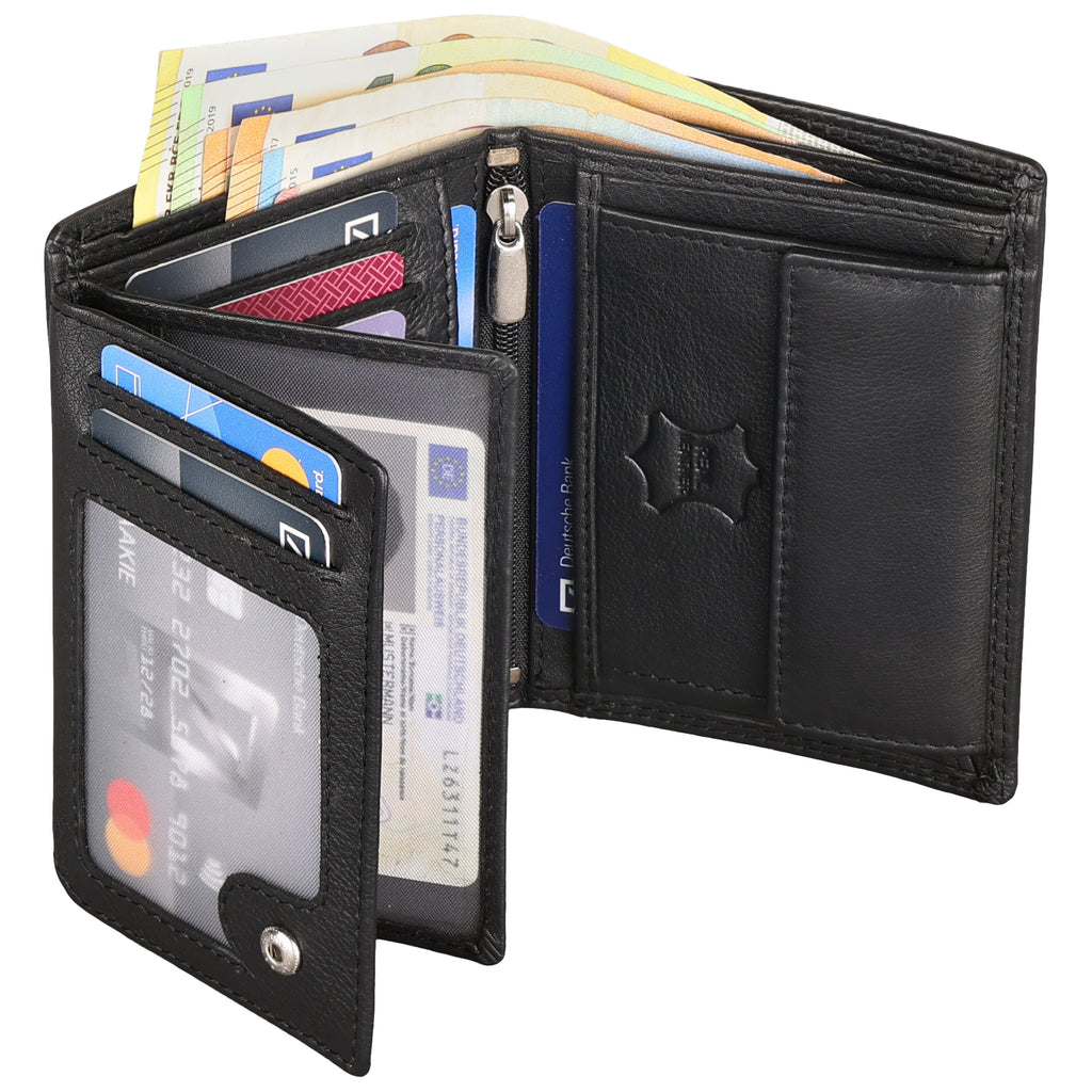 Leder Geldbörse Herren Portemonnaie RFID, 12 x 9,5 x 2 cm für Alltag und Zuhause – Hauptansicht