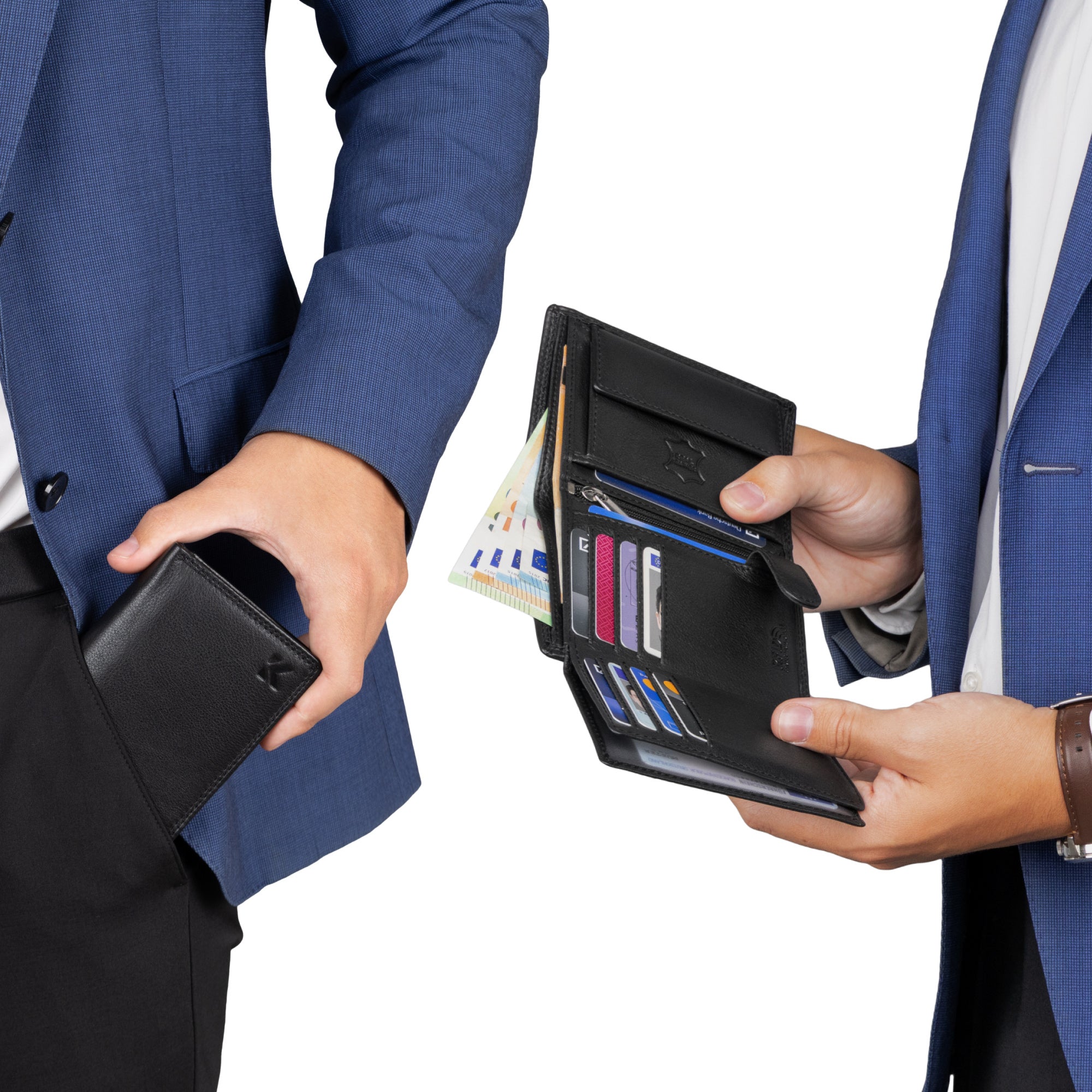 Leder Geldbörse Herren Portemonnaie RFID, 12 x 9,5 x 2 cm für Alltag und Zuhause – Detailansicht 19