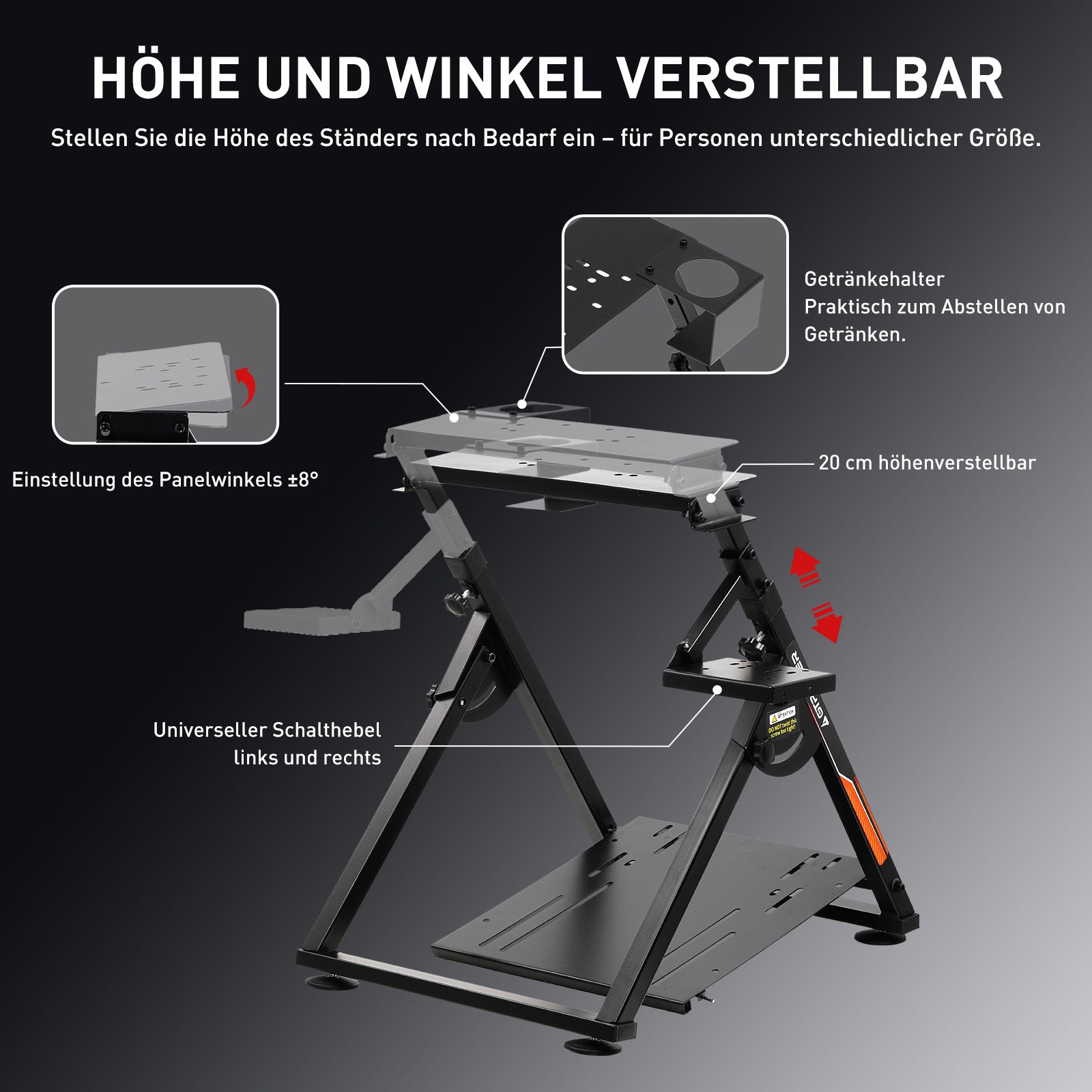 Lenkradhüllen, ORANGE für Lenkrad Gaming Wheel Stand Racing und Fahrzeug – Detailansicht 2