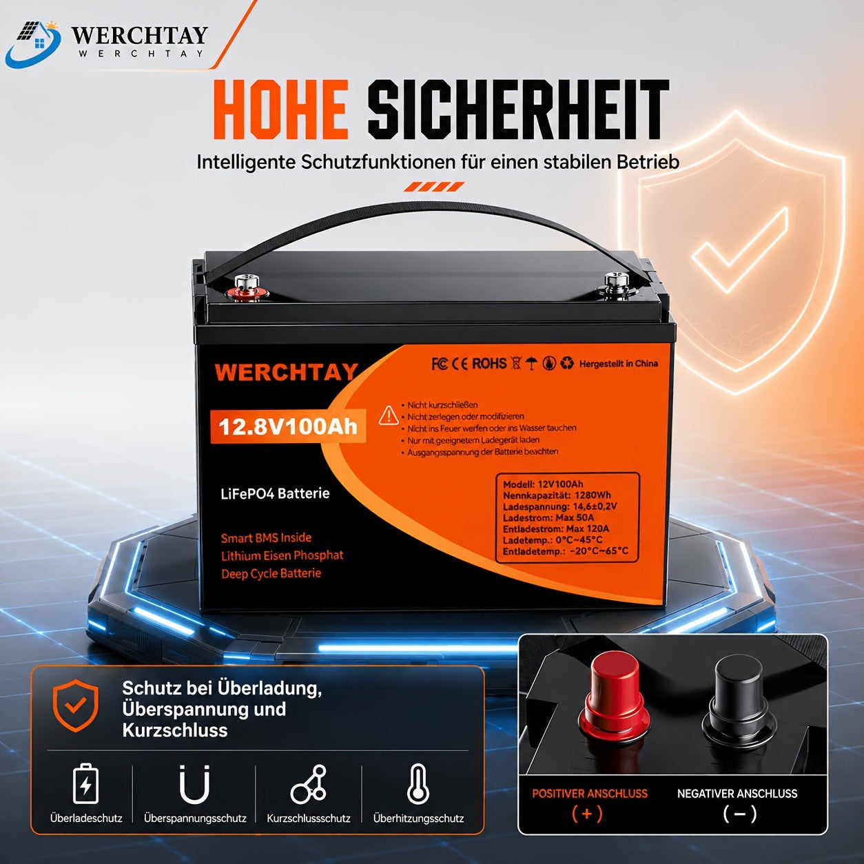 LiFePO4-Batterie, 12,8V für Wohnmobil und Alltag – Detailansicht 10