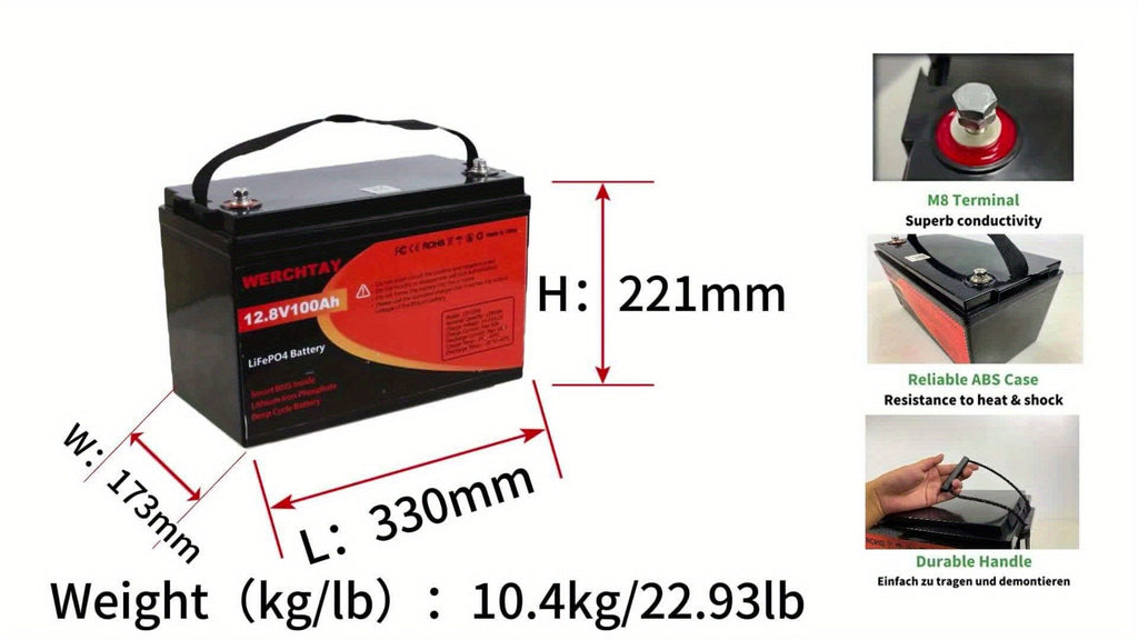 LiFePO4-Batterie, 12,8V für Wohnmobil und Alltag – Detailansicht 12