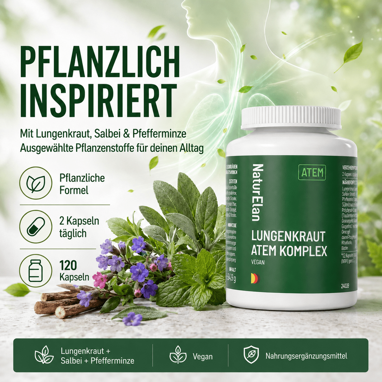 Lungenkraut Kapseln - Atem Komplex, 2er Pack für Haustiere – Detailansicht 4