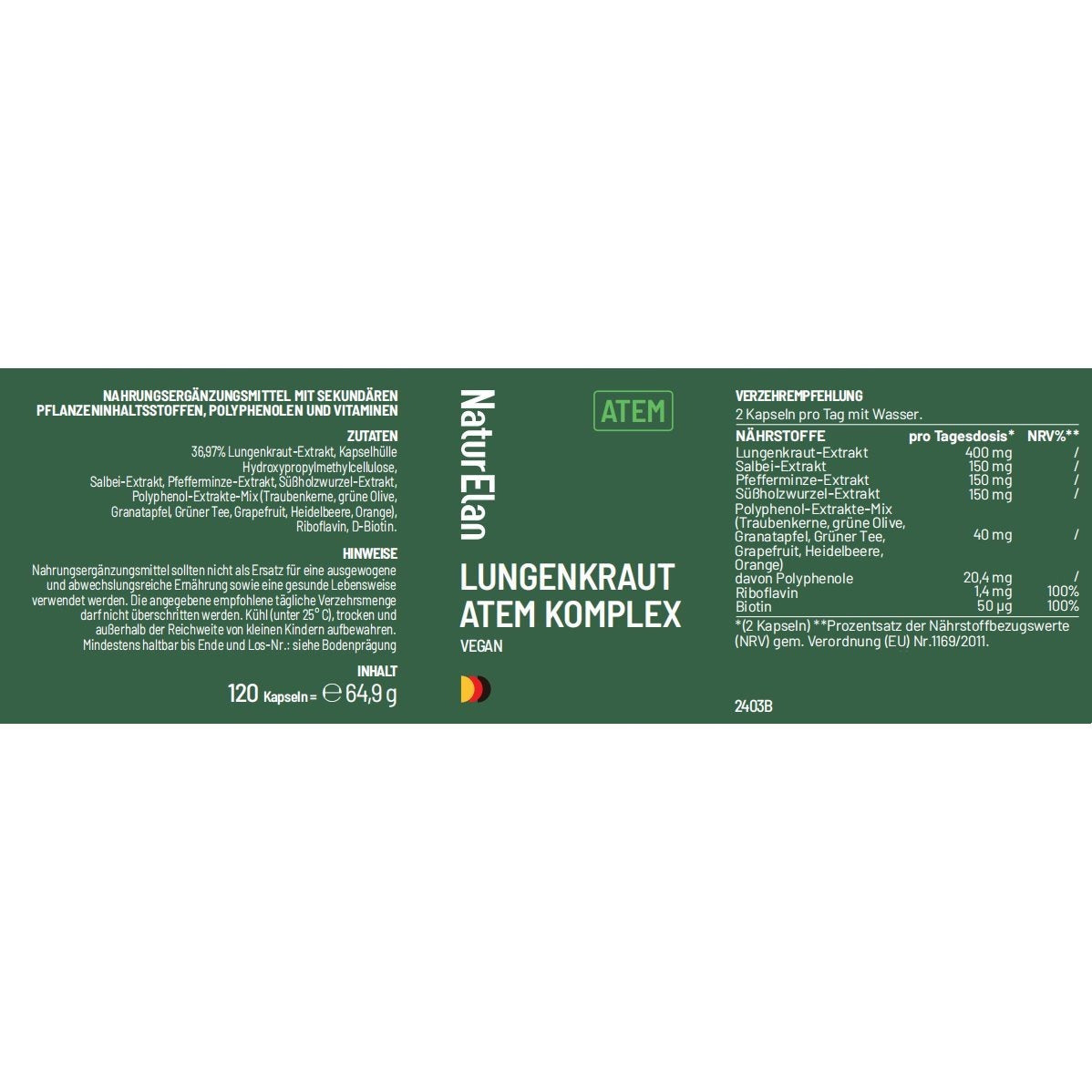 Lungenkraut Kapseln - Atem Komplex, 2er Pack für Zuhause und Haustiere – Detailansicht 6