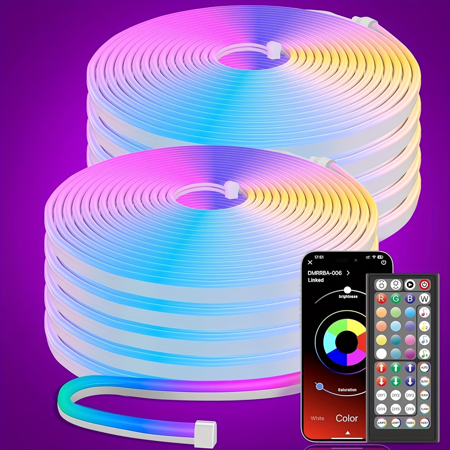 m LED Neon Seillichter, LED-Beleuchtung für Schlafzimmer und Bett – Detailansicht 2