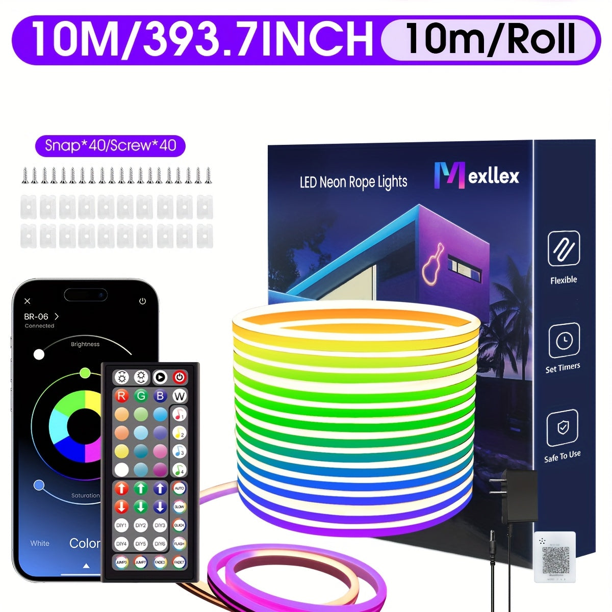m LED Neon Seillichter, LED-Beleuchtung für Schlafzimmer und Bett – Detailansicht 6