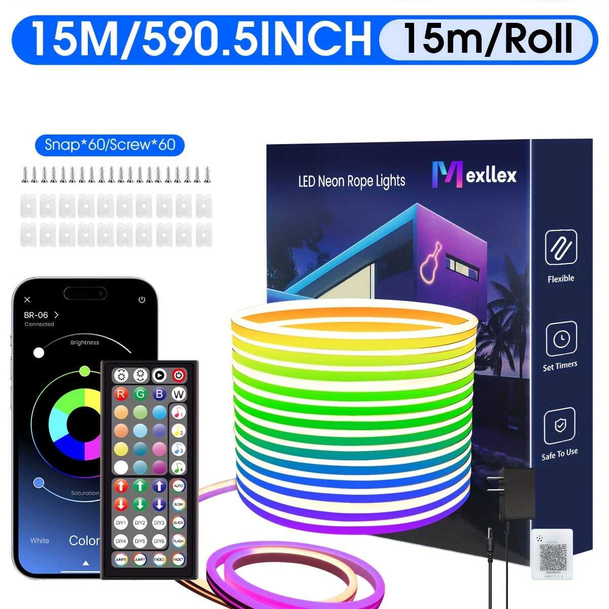 m LED Neon Seillichter, LED-Beleuchtung für Schlafzimmer und Bett – Detailansicht 8