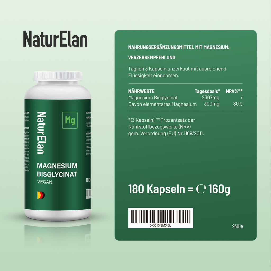 Magnesium Bisglycinat Kapseln für Muskeln und Pflege zu Hause – Detailansicht 4