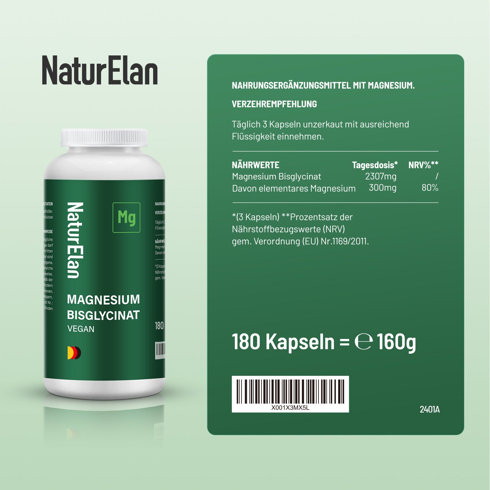 Magnesium Bisglycinat Kapseln für Muskeln und Pflege zu Hause – Detailansicht 4